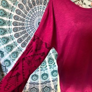 🐇Scoop Neck Dolman Sleeve Dark Pink Top